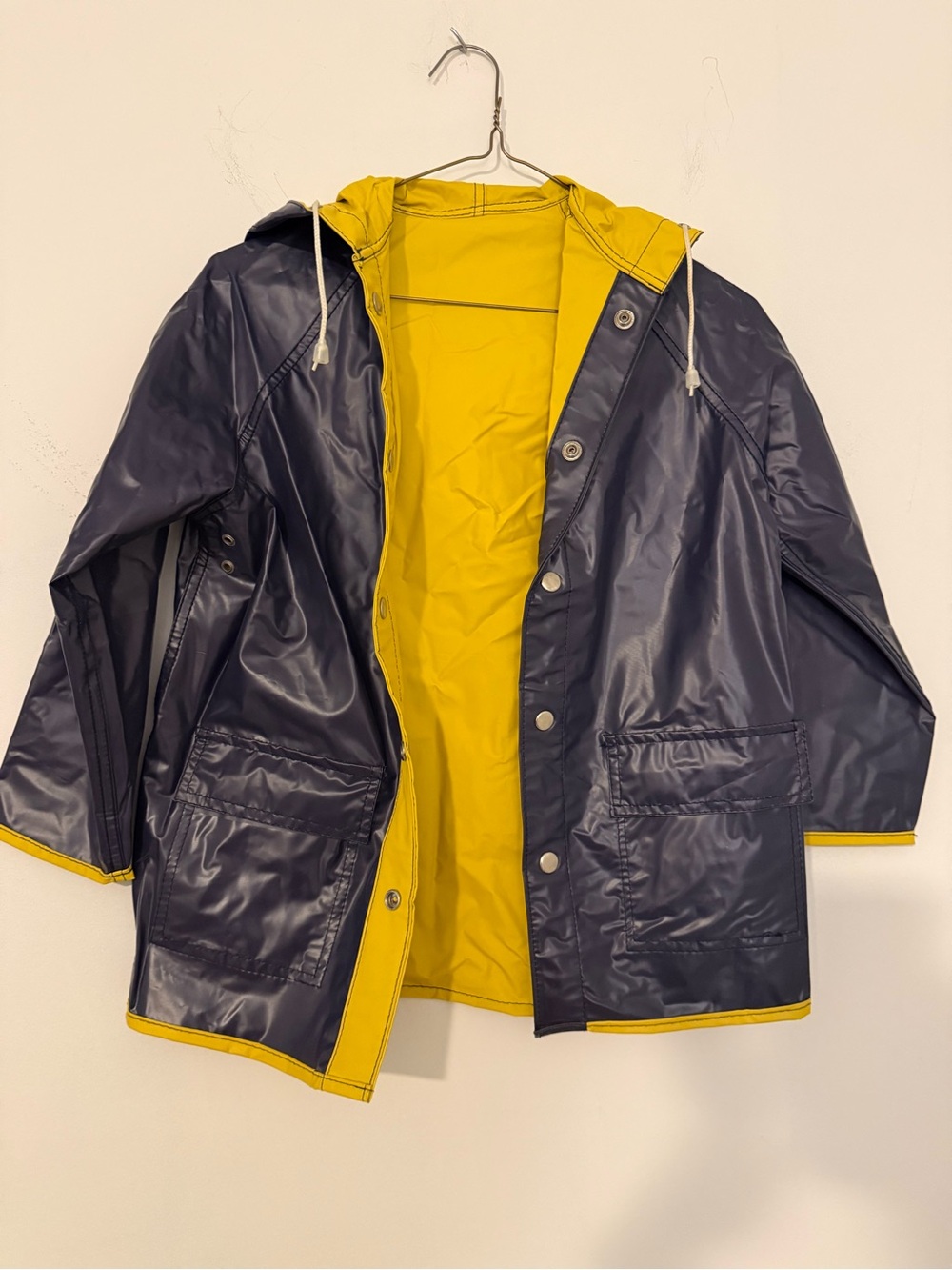 Source Unknown Navy Blue and Yellow Kids Raincoat